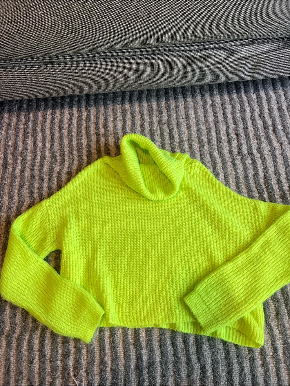 Francesca's Collections Neon Yellow Cropped Turtleneck Sweater